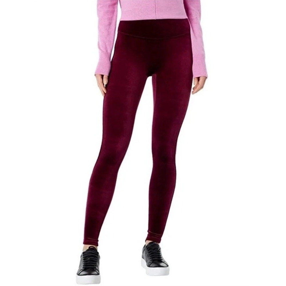 Spanx Velvet Leggings Dark Red High Waisted Shaping / Women's Large
